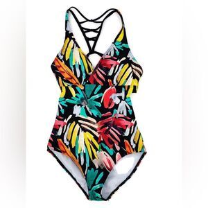 Prana Floral‎ Tropics Atalia Open Back Tie One Piece Printed Swimsuit Small NWOT